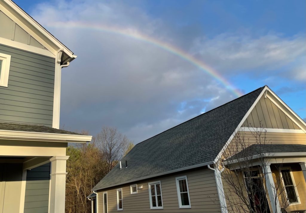 Rainbow over cohousing units